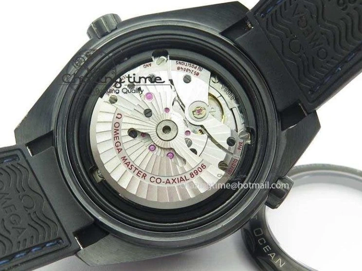 0317 Unique Planet Ocean 45mm Real Ceramic Blue BP-Maker Best Edition Black Dial On Nylon Rubber Strap A 8184